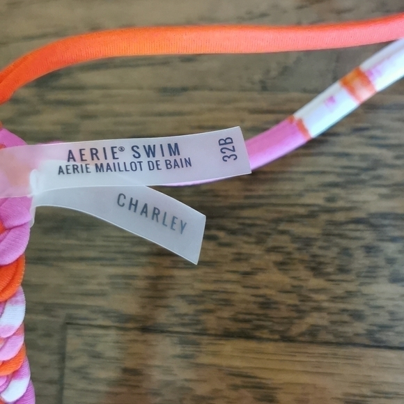 AERIE Bikini Top Push-Up Orange Pink New 32B - Picture 4 of 5